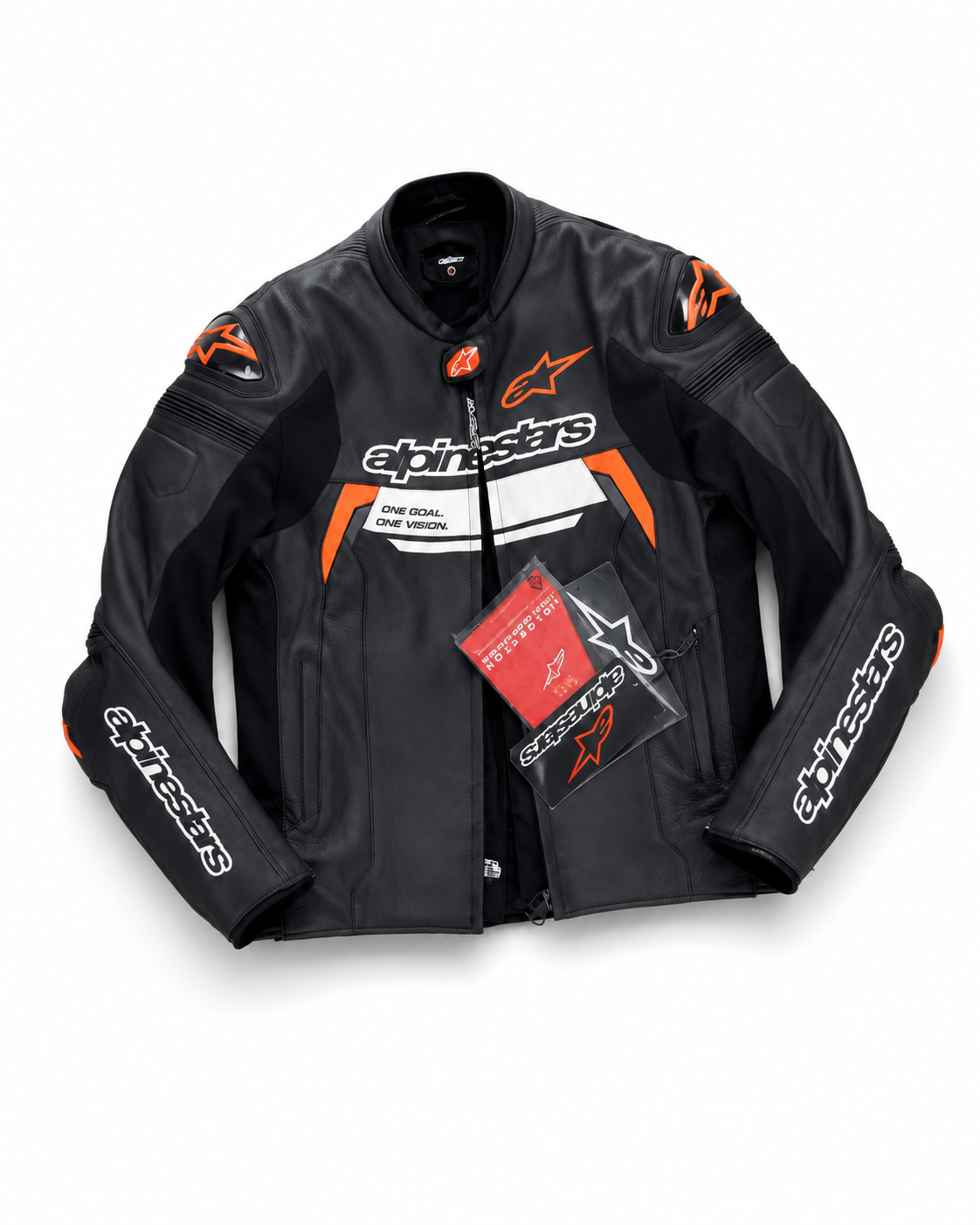 alpinestars gp plus leather jacket black red size eu 60