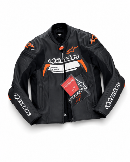 alpinestars gp plus leather jacket black red size eu 60